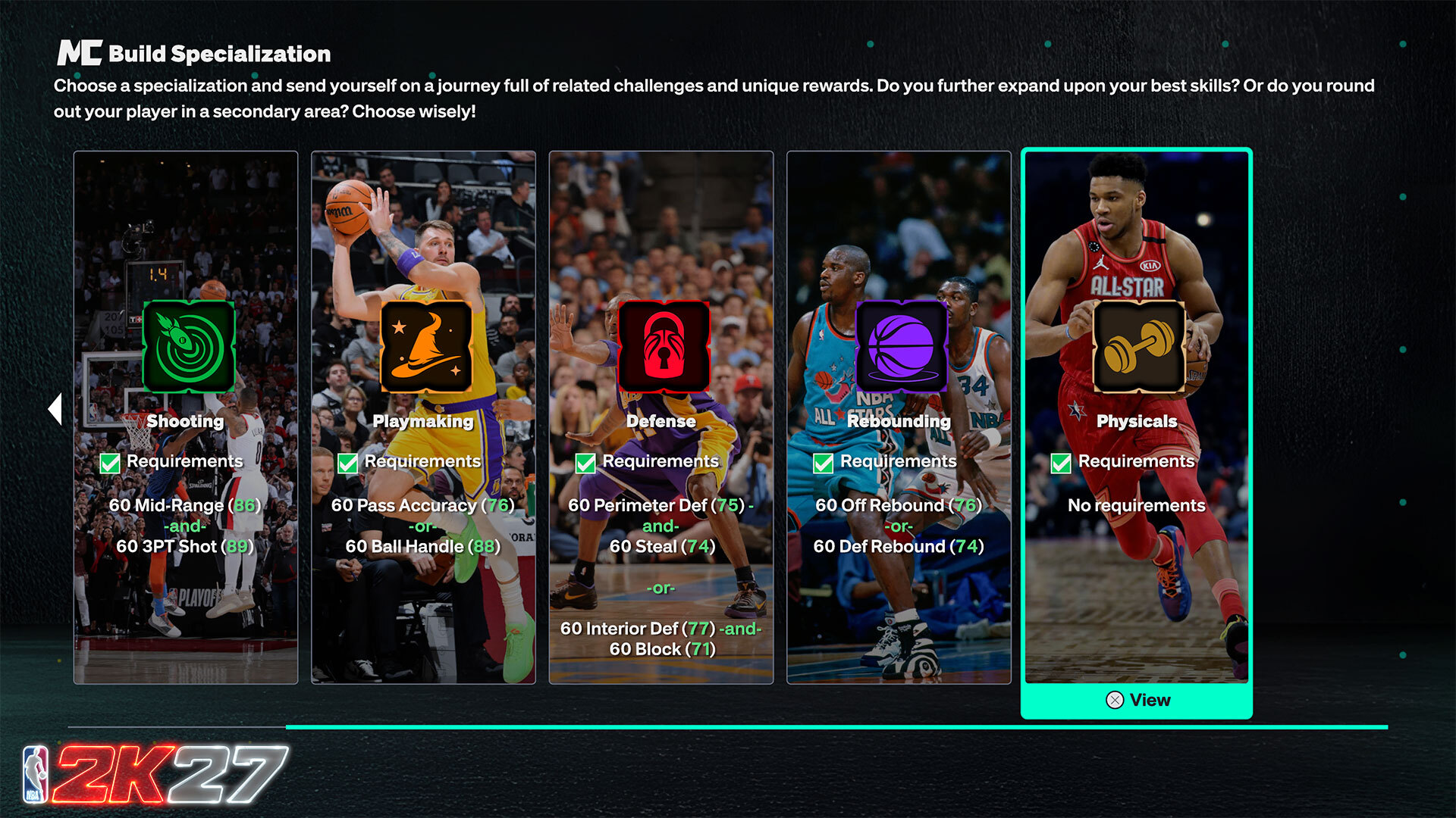 NBA 2K27 MyPLAYER Builder menu